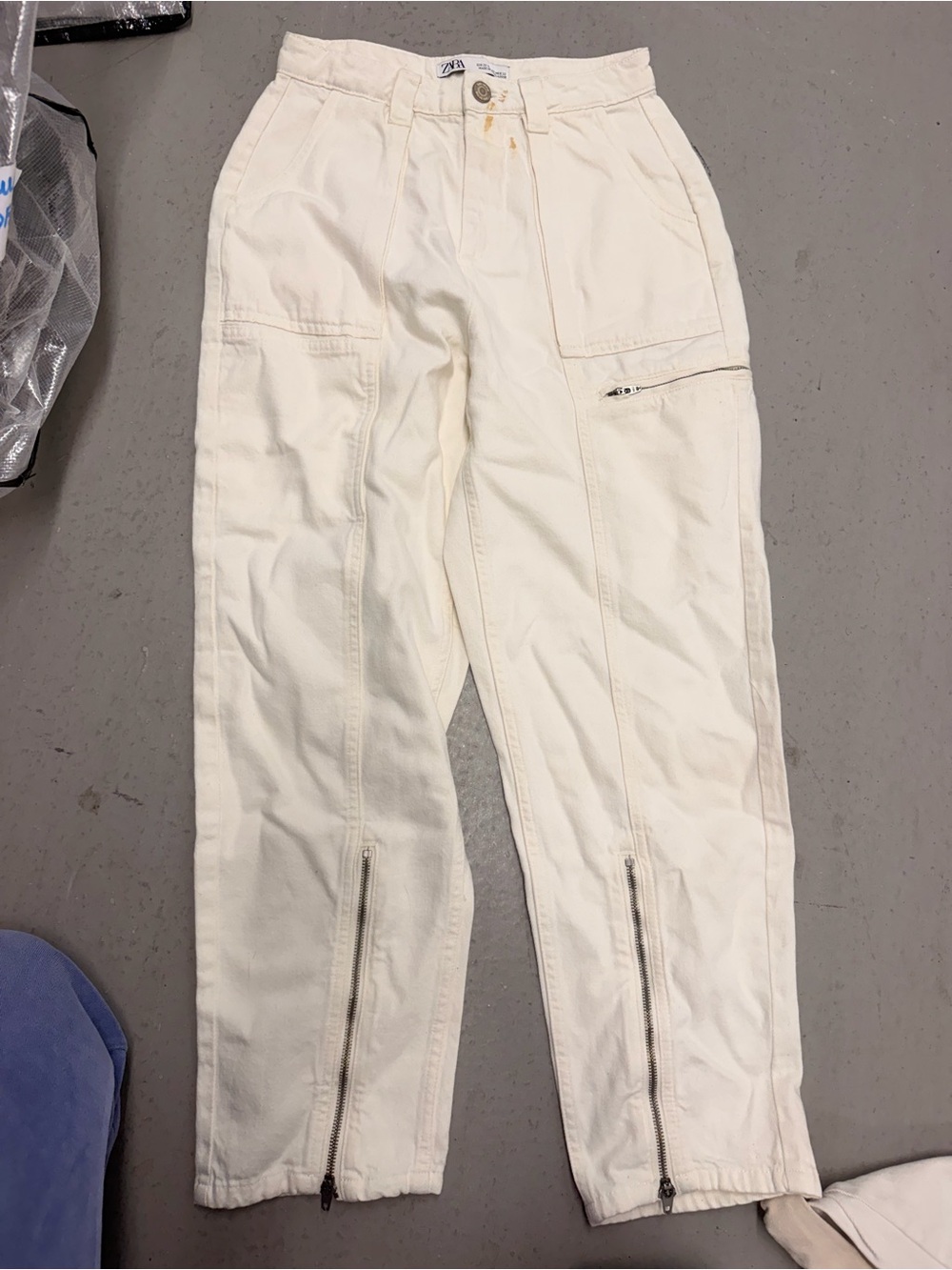 Zara XS women’s Cream Utility Zip Ankle Pants